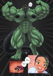 abs biceps cyclizar hazel_iic hyper_muscles juliana_(pokemon) muscle_growth muscular_female pokemon pokemon_sv thick_thighs torn_clothes transformation