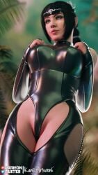 baldur's_gate_3 big_breasts black_hair braided_hair braided_ponytail cameltoe dungeons_and_dragons female female_only forgotten_realms green_eyes kanjiartwork kanjihentai latex latex_clothing latex_gloves latex_suit latex_thighhighs long_hair shadowheart