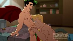 american_dragon:_jake_long animated black_hair black_hair_bottom blonde_hair blonde_hair_on_black_hair blonde_hair_top brad_morton cartoon_emxx cum cum_inside domination dragon_tail gay gay_sex jake_long light_hair_on_dark_hair male/male mating_press tagme tail_sex video