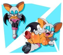 1boy 1girls anal anal_sex anthro bat blush breasts chiropteran clothing female furry green_eyes knuckles_the_echidna large_breasts looking_back male male/female mobian_(species) nebulapixels penis pussy rouge_the_bat sonic_(series) sonic_the_hedgehog_(series) white_hair