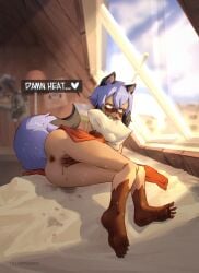 2024 black_hair blue_eyes blue_hair brand_new_animal breasts detailed_background female female_focus female_only furry in_heat masturbation michiru_kagemori short_hair studio_trigger tanuki tanuki_girl tea_patriarch