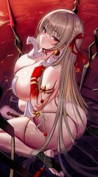 1girls ass blush breasts dat_ass deity durga_(fate) fate/grand_order fate_(series) female goddess hi_res hips huge_ass huge_breasts kneeling kook light-skinned_female light_skin long_hair looking_at_viewer red_eyes thick_thighs thighs toes white_hair wide_hips