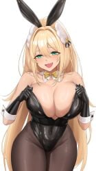 1girls blonde_hair breasts bunny_ears bunny_girl bunnysuit female goddess_of_victory:_nikke green_eyes gyaru hips kuronerinka large_breasts long_hair rupee_(nikke) thick_thighs thighs wide_hips