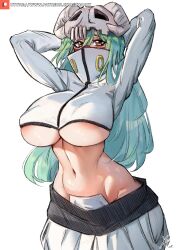 1girl 1girls big_breasts bleach breasts female female_only green_hair hourglass_figure huge_breasts large_breasts long_hair nelliel_tu_odelschwanck outfit_swap self_upload tia_harribel white_background wide_hips xhaart yellow_eyes