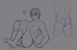 1boy ass_focus ass_visible_through_clothes boxers bulge_through_clothing ghiaccio jojo's_bizarre_adventure male male_only socks solo vento_aureo