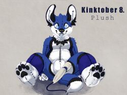 bulge canid desperation furry genitals hi_res kinktober magicwand paws penile penis plushie plushification plushsuit sex_toy sketchotterly tongue tongue_out vibrator vibrator_on_penis wand_vibrator