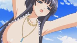 animated armpit armpits black_hair blue_eyes blush bouncing_breasts breasts hime_sama_gentei large_breasts moaning necklace nipples olivia_edywolf open_clothes open_mouth poro sex