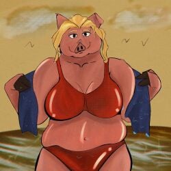 anthro breasts dahlia_(renasketched) domestic_pig female hi_res mammal overweight overweight_anthro overweight_female presenting presenting_breasts renasketched slightly_chubby solo suid suina sus_(pig)