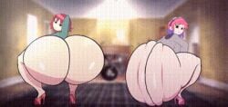 2girls animated asstro asstronsfw big_ass big_breasts big_butt bottomless huge_ass huge_butt kim_pine looking_at_viewer looking_back multiple_girls ramona_flowers scott_pilgrim twerking