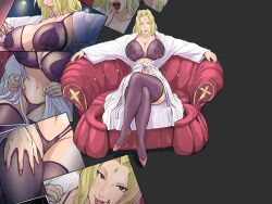 1girls big_breasts blonde_hair brown_eyes crossed_legs edit edited female female_only hi_res high_heels high_resolution highres human human_only lingerie long_hair looking_at_viewer mature_female mature_woman milf naruto naruto_(series) naruto_shippuden no_visible_genitalia open_clothing open_mouth queen_of_spades queen_of_spades_symbol raikage_art seductive seductive_look seductive_smile sofa solo stockings thick_thighs thighhighs thighs tongue tongue_out tsunade