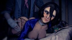 1boy 1girls 3d ambiguous_penetration areolae ass bed bedroom big_breasts bioshock bioshock_infinite blue_eyes blush bolero booker_dewitt breasts breasts_out brown_hair bubble_butt choker elizabeth_comstock eyeliner eyeshadow female female_focus garter_belt garter_straps hair_over_eyes incest makeup male mascara nipples oedy69 penetration seductive seductive_look seductive_smile sex shirt short_hair sleeves_rolled_up stockings tagme vest