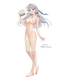 1girls armpits bangs bare_arms bare_legs bare_shoulders barefoot bettercommsoul bird breasts collarbone edit edited_official_artwork female female_only fire_emblem fire_emblem:_radiant_dawn fire_emblem_heroes flower full_body grey_hair hair_flower legs long_hair looking_at_viewer medium_breasts micaiah_(fire_emblem) micaiah_(summer)_(fire_emblem) nintendo nipples nude_filter open_mouth pussy shell shoulders silver_hair smile solo white_background yellow_eyes yune_(fire_emblem)