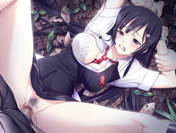 ail_soft black_eyes black_hair blood blush bra censored character_request clenched_teeth endured_face gangbang group_sex handcuffs lingerie long_hair necktie penis pubic_hair pussy rape ribahara_aki school_uniform sex skirt source_request tears touka_chiru underwear vaginal_blood virgin virginal_blood