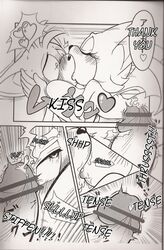 bat big_breasts black_and_white breasts canine censored comic cum dialogue digital erection fellatio female fox fur hedgehog male monochrome oral oral_sex penis rouge_the_bat scan sega sex sonic_(series) straight tails tojyo