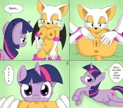 3pac anus bat blue_eyes boots breasts comic crossover crotchboobs cunnilingus equine female friendship_is_magic horn my_little_pony navel oral oral_sex purple purple_eyes pussy rouge_the_bat sega sonic_(series) twilight_sparkle_(mlp) unicorn vaginal_penetration wings yuri