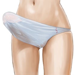 bulge erection female futanari huge_cock intersex large_penis navel panties penis rasukaru see-through white_panties