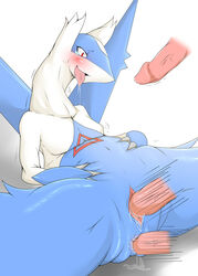 anus blush female female_latios latios nintendo open_mouth penis pokemon pokemon_(species) pussy rule_63 saliva tongue tongue_out