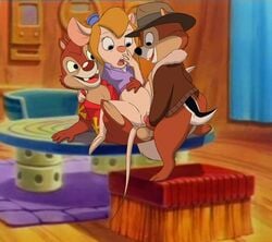 anal bisexual chip chip_'n_dale_rescue_rangers dale disney female furry gadget_hackwrench male mouse no_humans penis pussy rodent testicles threesome toon vaginal_penetration