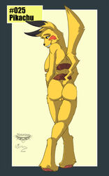 2012 ass back breasts collaboration digitigrade female looking_at_viewer looking_back mingchee nintendo nipples notorious84 nude pikachu pinup plain_background pokemon pokemorph pussy raised_tail red_eyes rodent sideboob smile solo the_pokedex_project