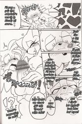 anthro bat big_breasts black_and_white breasts canine comic cum dialogue digital erection female fox fur furry lipstick lipstick_mark lipstick_on_cheek male monochrome penis rouge_the_bat scan sega sonic_(series) straight tails