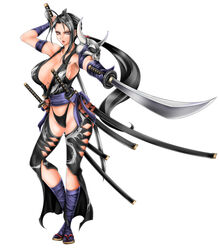 armor black_hair breasts large_breasts long_hair shura_(soulcalibur) soul_calibur soul_calibur_iv sword tabi weapon