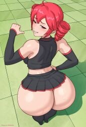 1girls 2025 alternate_ass_size alternate_version_available ass ass_hanging_out ass_hanging_out_of_skirt beltskirt big_ass black_skirt black_thighhighs bubble_butt curvy drill_hair fat_ass female female_only from_behind grin huge_ass hyper_ass kasane_teto large_ass looking_at_viewer looking_back microskirt red_eyes red_hair skirt smile solo solo_female standing superbusty thick thighhighs utau voluptuous wide_hips