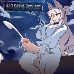 1futa akira_(blue_archive) balls blonde_hair blue_archive breasts cat_ears cat_tail clothed clothing cum cumming ejaculation english_text erection futa_only futanari huge_breasts huge_cock human light_skin long_hair looking_at_phone masturbating_futa masturbation mostly_clothed orgasm penis penis_out phone praise praise_kink smooth_balls smooth_penis solo sunk118 uncommon_stimulation