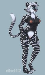 2012 anthro breasts chest_tuft dbd_(artist) ear_piercing eyewear feline female fur furry glasses nude piercing pussy solo tiger