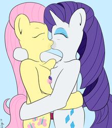 anthro fluttershy_(mlp) friendship_is_magic my_little_pony ookamithewolf1 rarity_(mlp) smooth_skin