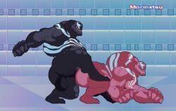 alien alien_humanoid animated anthro attack balls bara big_balls big_penis clothing digital_media_(artwork) doggy_style erection feet flaccid flaccid_bigger from_behind_position genitals humanoid humanoid_genitalia legwear loop m.u.g.e.n male male/male male_penetrated marvel marvel_comics marvel_rivals mature_male moobs morinetsu muscular muscular_anthro muscular_male nipples penetration penis piercing pink_bubble_venom pixel_(artwork) selfcest sex smile smirk solo square_crossover symbiote thigh_highs tongue tongue_out tuft venom_(marvel) yaoi