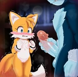 2_tails asking_for_it asking_for_sex balls blue_eyes blush blush_lines blushing_female breasts claws clenched_teeth cock crossgender dark-skinned_male dark_skin dick digital_art digital_drawing digital_drawing_(artwork) digital_painting_(artwork) duo erect_penis erection female fox fox_ears fox_girl fox_tail growling heat male male/female miles_tails_prower mobian_(species) moon moonlight nervous night night_of_the_werehog nipples open_mouth orange_body orange_fur orange_skin penis penis_grab precum precum_on_penis pussy pussy_lips rule_63 scared sega small_breasts smaller_female sonic_(series) sonic_the_hedgehog_(comics) sonic_the_hedgehog_(idw) sonic_the_hedgehog_(series) sonic_the_werehog sonic_unleashed standing tails_the_fox tailsko tailsprop tears testicles tremble_lines trembling yellow_body yellow_fur yellow_skin