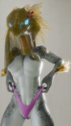 3_fingers 3d_(artwork) 9:16 alien anthro arm_feathers arm_tuft armor avian avian_caruncle blue_eyes breasts camel_toe claws clothing clothing_pull colored cross-popping_vein digital_media_(artwork) face_covered feather_hair feathered_crest feathers female finger_claws fingers glowing glowing_eyes grey_body grey_scales halo_(series) head_crest headgear helmet hi_res kig-yar microsoft nipples panties pseudo_hair scales scalie solo syn_yot synca t'vaoan tuft underwear underwear_pull veil wedgie xbox_game_studios yellow_body yellow_feathers