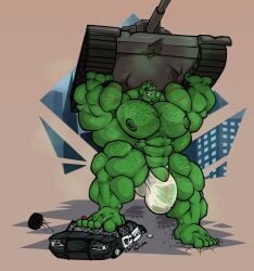 abs abstract_background anthro armpit_hair arms_above_head balls biceps big_bulge big_muscles big_nipples big_pecs big_penis bodily_fluids body_hair bulge car chest_hair city city_background clothing cracked_ground crush crushed_vehicle dark_nipples destroyed_vehicle destruction drooling erection erection_under_clothing feet flannelmachoke foot_crush generation_1_pokemon genitals glowing glowing_eyes green_body green_eyes green_nipples green_skin huge_muscles hulk hulked_out humanoid humanoid_genitalia humanoid_penis ineffective_clothing lifting lifting_object machoke macro male manly marvel marvel_comics muscles muscular muscular_anthro muscular_arms muscular_male musk musk_cloud nintendo nipples open_mouth pecs penis penis_base pokemon pokemon_(species) police police_car police_vehicle quads roaring saliva solo standing sweat tank_(vehicle) thick_arms thick_penis thick_thighs translucent translucent_clothing translucent_underwear tusks underwear vehicle vehicle_destruction wet wet_clothing wet_underwear