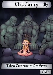big_penis card_(medium) dark_skin duplicate elf elf_female female group huge_cock imminent_gangbang imminent_sex magic_the_gathering male markydaysaid meme meme_pose meme_reference muscular muscular_male naked orc orc_male pale_skin penis piper_perri_surrounded trading_card