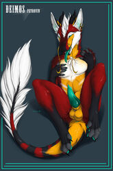 1boy adjot balls deimos ear_piercing male male_only penis piercing ring sergal solo truegrave9