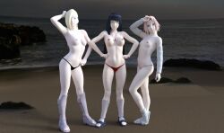 3girls artist_request bandage beach beach_background black_hair blonde_hair boruto:_naruto_next_generations female female_only haruno_sakura hyuuga_hinata hyuuga_hinata_(naruto:_the_last) ino_yamanaka looking_at_viewer naruto naruto_(series) naruto_shippuden pale-skinned_female pale_skin pink_hair sakura_haruno sakura_uchiha sandals shonen_jump take_your_pick thong thong_only topless trio uchiha_sakura unknown_artist uzumaki_hinata water yamanaka_ino