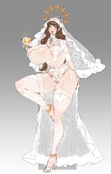after_sex bride bride_veil cameltoe curvy kdxyon lingerie nipples_visible_through_clothing see-through see-through_clothing