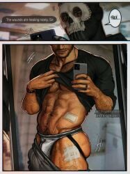 2boys abs bara bara_ass bara_tiddies bara_tits barazoku big_ass big_ass_(male) big_butt big_chest big_pecs bubble_ass bubble_butt call_of_duty call_of_duty_modern_warfare_2_(2022) comic dat_ass dat_butt do_not_repost fat_ass fat_butt happy_trail highres jockstrap john_mactavish male/male man_boobs man_breasts moobs muscle_ass muscle_butt muscular muscular_ass muscular_butt muscular_male pants_down pecs phone phone_call plump_ass plump_butt round_ass round_butt shirt_up simon_riley suggestive text texting umikochannart yaoi