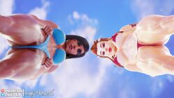 3d big_ass big_breasts bikini bikini_bottom bikini_top brigitte camel_toe cameltoe commission kanjiartwork kanjihentai looking_at_viewer looking_down overwatch pharah pussy pussy_lips pussy_peek