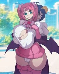 breasts cleavage hanabishi_haruka hiiragi_utena huge_breasts large_breasts lycra_(artist) magia_baiser magia_magenta mahou_shoujo_ni_akogarete nipple_bulge tagme_(artist) thick_thighs thighhighs thighs