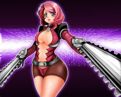 1041_(toshikazu) 1girls alisa_bosconovitch alternate_costume android breasts chainsaw cleavage female female_only green_eyes human namco pink_hair robot_girl solo tekken tekken_blood_vengeance tekken_tag_tournament_2