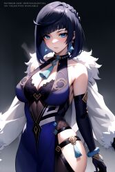 ai_generated anime anime_style big_ass big_breasts big_butt blue_hair breasts clothed curvy female genshin_impact girl hentaicelestial hi_res high_resolution highres large_breasts looking_at_viewer mature_female perfect_body solo straight tagme video_games yelan_(genshin_impact)