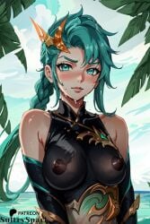 1girls ai_generated breasts dragonmancers_series female female_only kai'sa lagoon_dragon_kai'sa large_breasts league_of_legends patreon patreon_username sultryspark visible_nipples