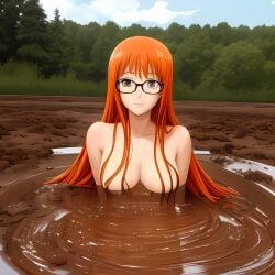 ai_generated atlus breasts female female_only mud muddy nai_diffusion nipples persona persona_5 quicksand sakura_futaba solo stable_diffusion