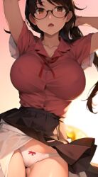 ai_generated bakemonogatari glasses hanekawa_tsubasa monogatari_(series) panties showing_panties skirt_lift