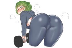 1girls ass big_ass blush breasts female female_only green_eyes green_hair gym_clothes huge_ass looking_at_viewer looking_back one-punch_man ronmeruart tagme tatsumaki thick_thighs wide_hips