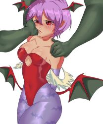 1girls darkstalkers disembodied_arm face_grab fantasy female lambluvswolf lilith_aensland male orcs self_upload succubus