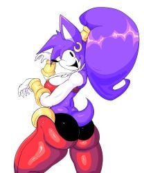 1girls big_breasts bubble_butt chest_tuft ear_ring female female_only needlemouse needlemouse_(character) needlemouse_(series) ponytail sarah_henderson_(needlemouse) shantae_(cosplay) shantae_needlemouse sonic.exe sonic.exe_(series) tail