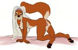 anthro anus breasts canine disney doggy_style female fox from_behind fur furry jabberwockychamber maid_marian presenting pussy raised_tail robin_hood_(disney)