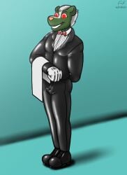 absurd_res anthro brainwashing bulge butler clothing furry hi_res hypnosis identity_death latex male_only mammal mephitid mind_control ron_(greenpanunk) skunk suit